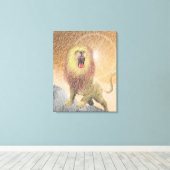 Fijne Potlood Oranje Leeuw  Canvas Afdruk (Insitu (Houten vloer))