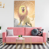 Fijne Potlood Oranje Leeuw  Canvas Afdruk (Insitu (Woonkamer))