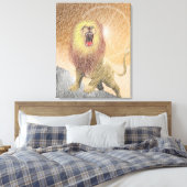 Fijne Potlood Oranje Leeuw  Canvas Afdruk (Insitu (Slaapkamer))