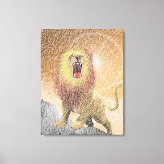 Fijne Potlood Oranje Leeuw  Canvas Afdruk (Voorkant)