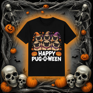 Fijne Pug-O-Ween Schattige Halloween Pug Honden T-shirt