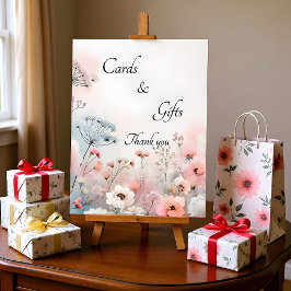 Fijne Queen Anne's Lace bloemkaarten & Cadeaus Reclamebord Met Voetstuk