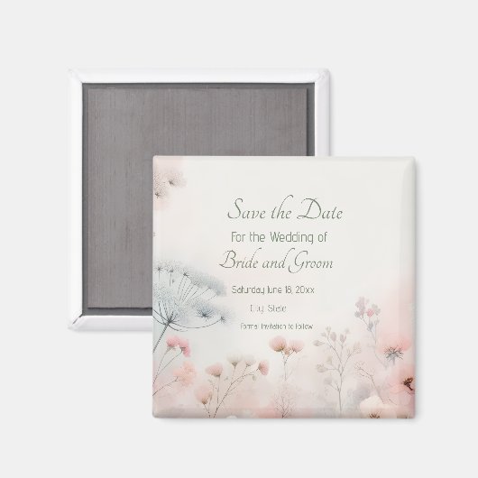 Fijne Queen Anne's Lace Save the Date Magneet (Voorkant / Achterkant)
