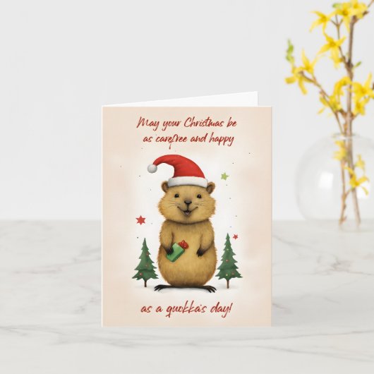 Fijne Quokka Kerst - Kaart (Gele Bloem)