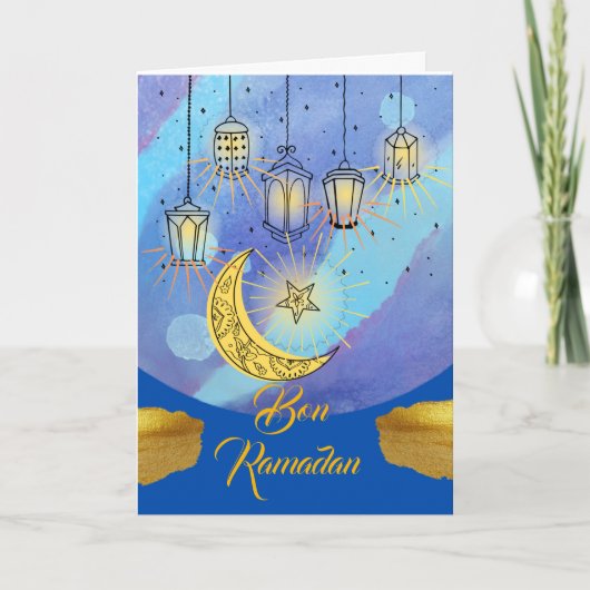 Fijne Ramadan Franse lantaarns 's nachts Kaart (Voorkant)
