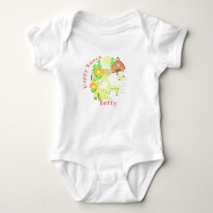 Fijne Ranch Sheep. Gepersonaliseerd. Baby Bodysuit