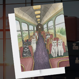 Fijne reis, veel succes cadeau Katten in een trein Briefkaart