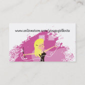 Fijne retro blonde gebreide naaldengaren voor meis visitekaartje (Achterkant)