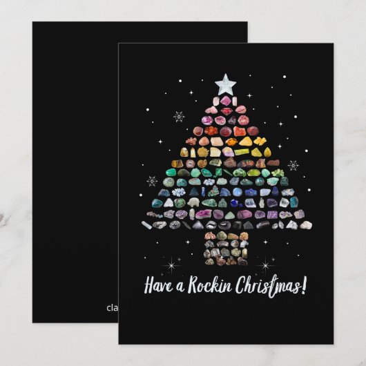 Fijne Rockin kerst! Crystal Pareltjes Tree Kaart (Voorkant / Achterkant)