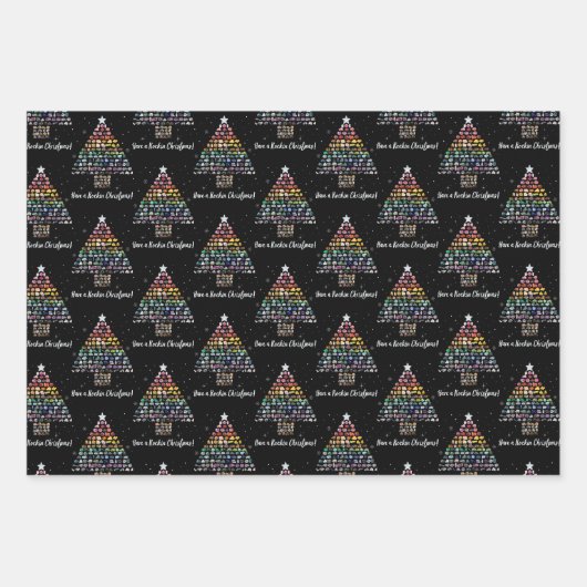 Fijne Rockin kerst! Kristallen kerstboom Inpakpapier Vel (Voorkant)