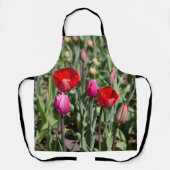 Fijne rode en paarse tulpen schort (Voorkant)