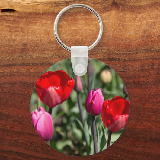 Fijne rode en paarse tulpen sleutelhanger (Achterkant)