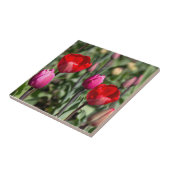 Fijne rode en paarse tulpen tegeltje (Zijkant)