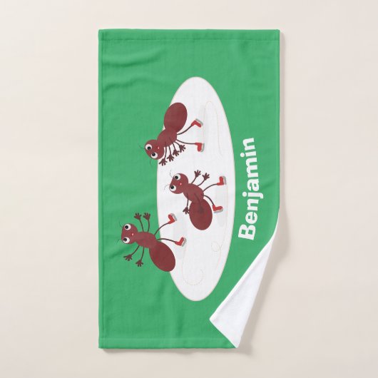 Fijne rode mieren schaatsen cartoon bad handdoek (Handdoek)