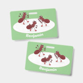 Fijne rode mieren schaatsen cartoon badge (Voor- en achterkant)