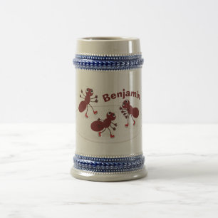 Fijne rode mieren schaatsen cartoon bierpul