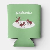 Fijne rode mieren schaatsen cartoon blikjeskoeler (Achterkant)