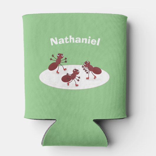 Fijne rode mieren schaatsen cartoon blikjeskoeler (Achterkant)