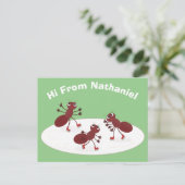 Fijne rode mieren schaatsen cartoon briefkaart (Staand voorkant)