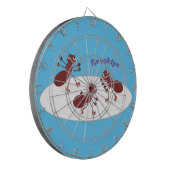 Fijne rode mieren schaatsen cartoon dartbord (Voorkant Links)