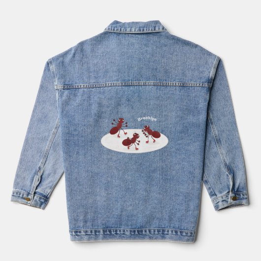 Fijne rode mieren schaatsen cartoon denim jacket (Achterkant)
