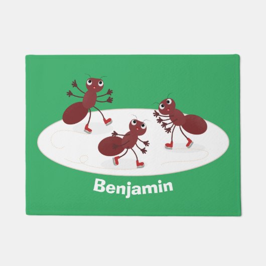 Fijne rode mieren schaatsen cartoon deurmat (Voorkant)