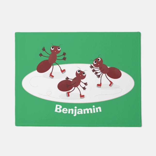 Fijne rode mieren schaatsen cartoon deurmat (Voorkant)