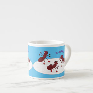 Fijne rode mieren schaatsen cartoon espresso kop