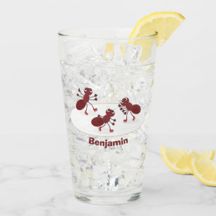 Fijne rode mieren schaatsen cartoon glas