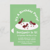 Fijne rode mieren schaatsen cartoon kaart (Voorkant / Achterkant)