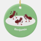 Fijne rode mieren schaatsen cartoon keramisch ornament (Achterkant)