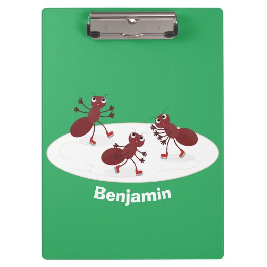 Fijne rode mieren schaatsen cartoon klembord (Voorkant)