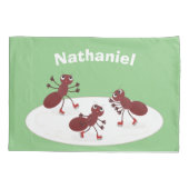 Fijne rode mieren schaatsen cartoon kussensloop (Achterkant)