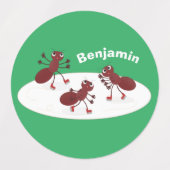 Fijne rode mieren schaatsen cartoon labels (Design 1)