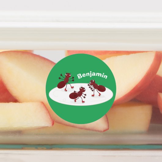 Fijne rode mieren schaatsen cartoon labels (Aangebracht)