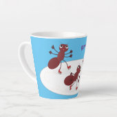 Fijne rode mieren schaatsen cartoon latte mok (Linkerhoek)