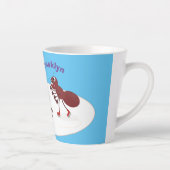 Fijne rode mieren schaatsen cartoon latte mok (Rechts)