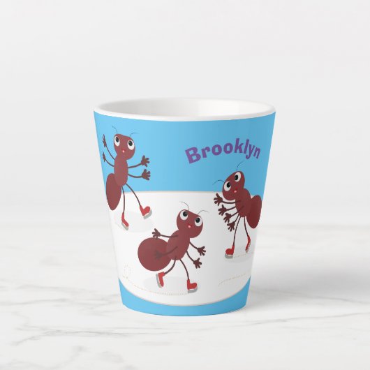 Fijne rode mieren schaatsen cartoon latte mok (Voorkant)