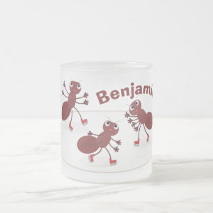 Fijne rode mieren schaatsen cartoon matglas koffiemok