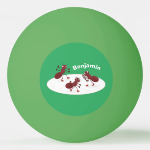 Fijne rode mieren schaatsen cartoon pingpongbal