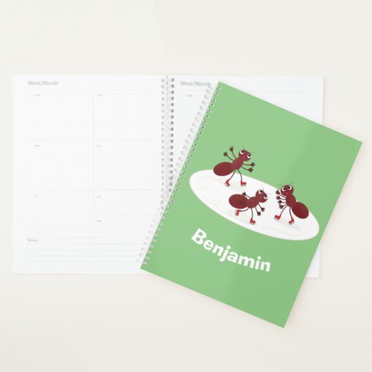 Fijne rode mieren schaatsen cartoon planner (Display)
