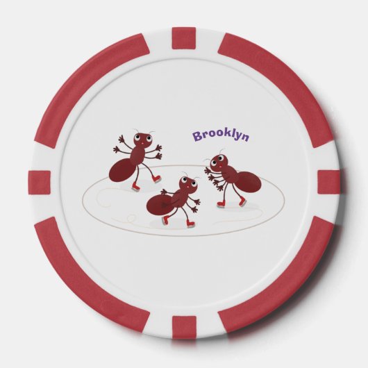 Fijne rode mieren schaatsen cartoon poker chips (Voorkant)