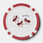 Fijne rode mieren schaatsen cartoon poker chips (Achterkant)