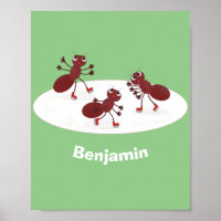 Fijne rode mieren schaatsen cartoon