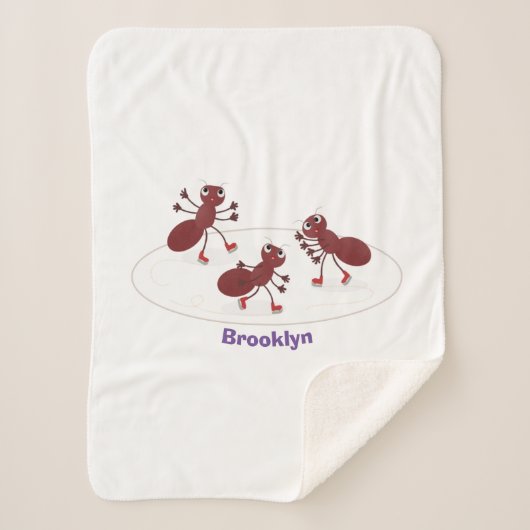 Fijne rode mieren schaatsen cartoon sherpa deken (Voorkant)