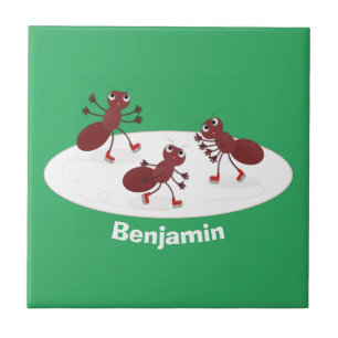Fijne rode mieren schaatsen cartoon tegeltje