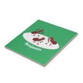 Fijne rode mieren schaatsen cartoon tegeltje (Zijkant)