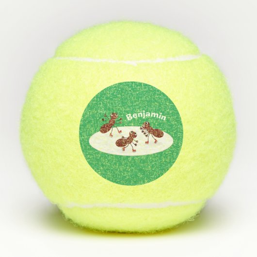 Fijne rode mieren schaatsen cartoon tennisballen (Voorkant)