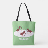 Fijne rode mieren schaatsen cartoon tote bag (Achterkant)