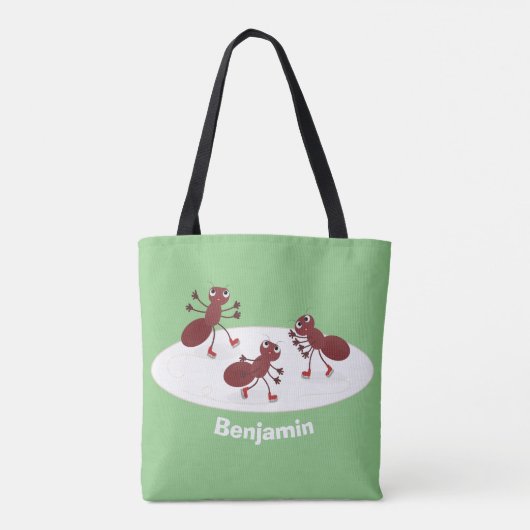 Fijne rode mieren schaatsen cartoon tote bag (Achterkant)
